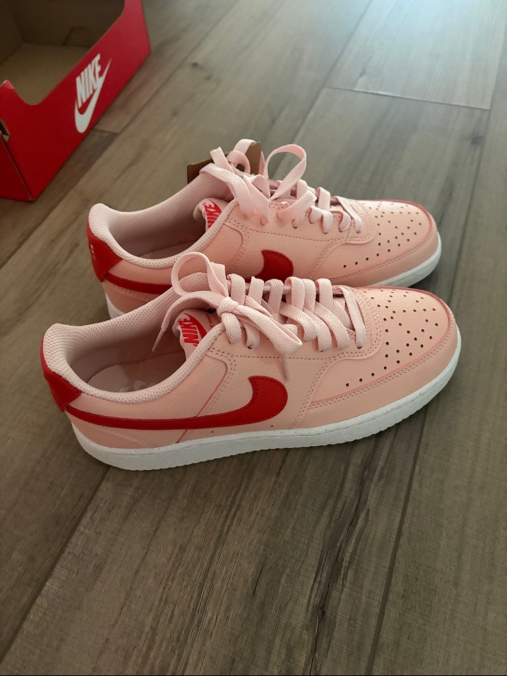 Nike Pink and Red Low-Top Sneakers